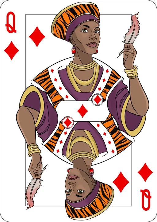 Queen of Diamonds from the Afro Eights deck